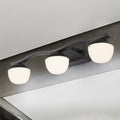 Black metal three-light wall lighting with wave design and frosted glass shades for bedroom 220v-240v