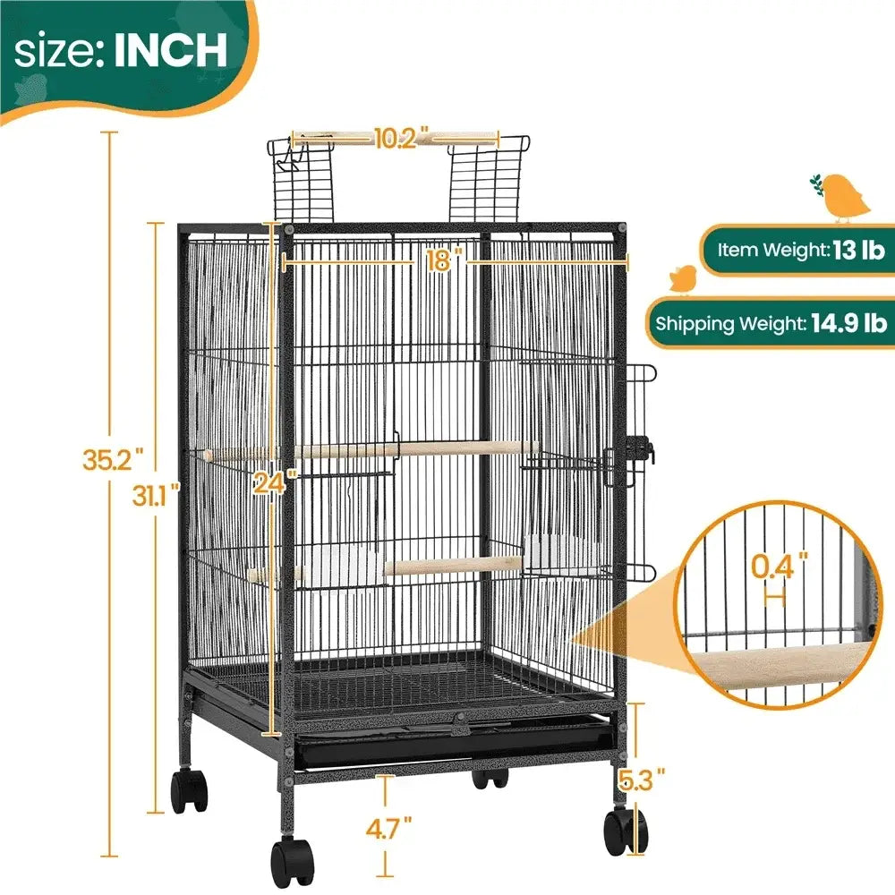 Wheeled Bird Cage for Parrots