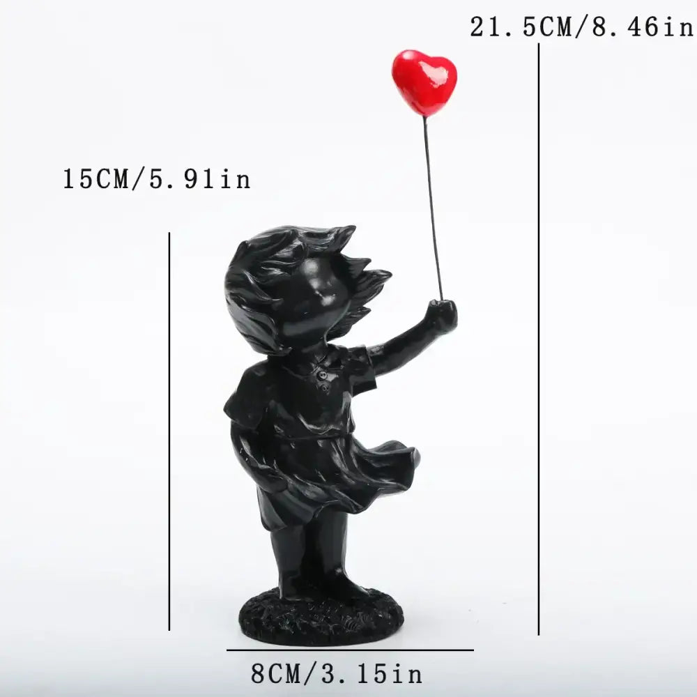 Whimsical balloon girl tank resin statues living room decor