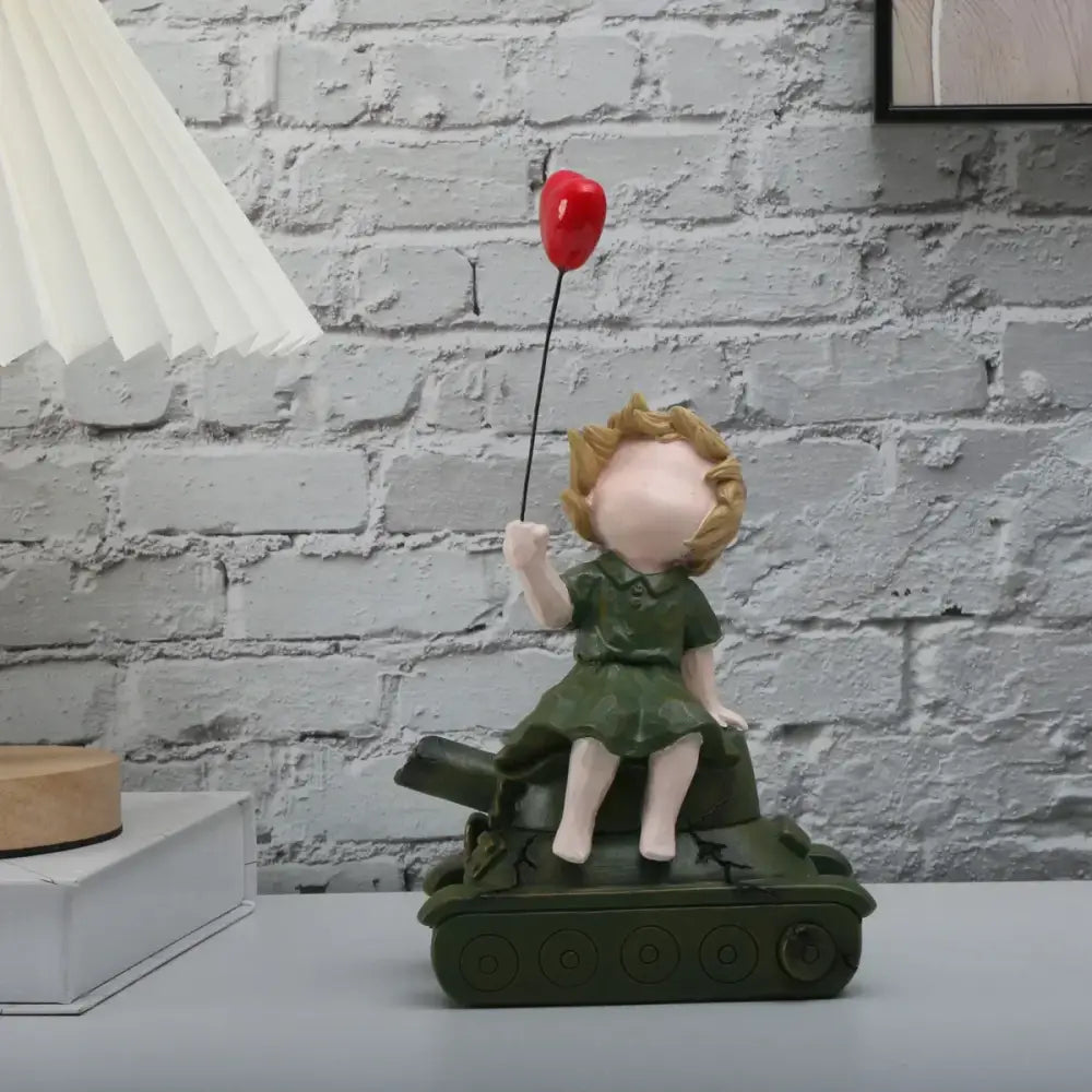 Whimsical balloon girl tank resin statues living room decor