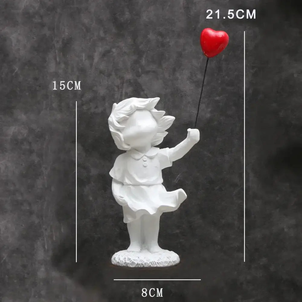 Whimsical balloon girl tank resin statues living room decor