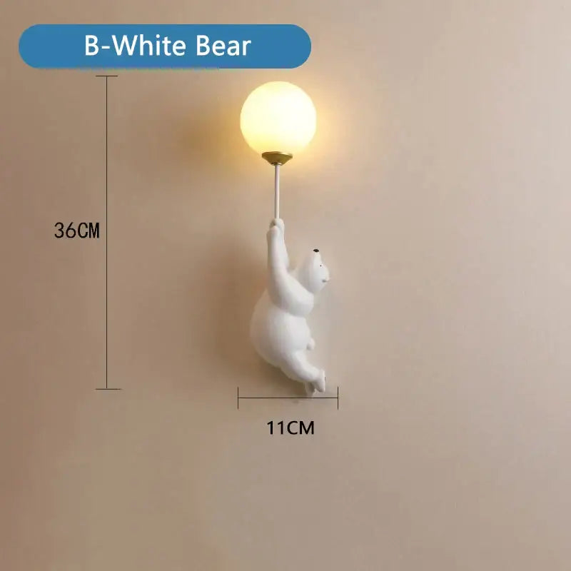 Whimsical bear 3d moon wall lamp bedroom interior lighting