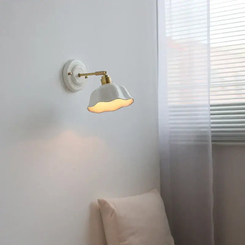 White and gold ceramic led wall light bedroom sconce