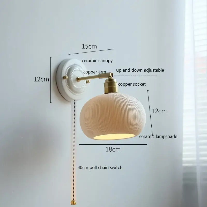 White and gold ceramic led wall light bedroom sconce