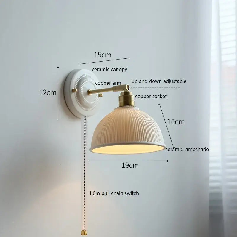 White and gold ceramic led wall light bedroom sconce