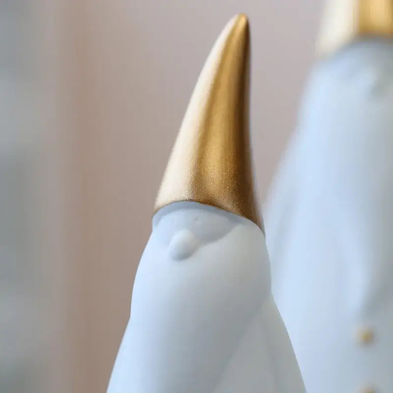White and gold ceramic santa claus figurines christmas living room decor