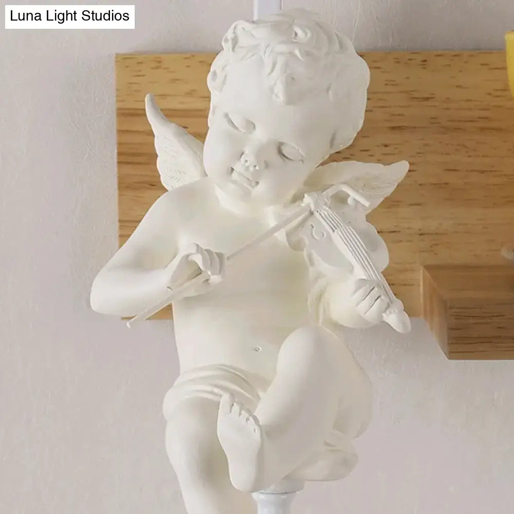 White angel ceramic bell shade wall sconce bedroom crystal pendant