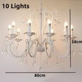 White & black metal chandelier with crystal pendants for dining room