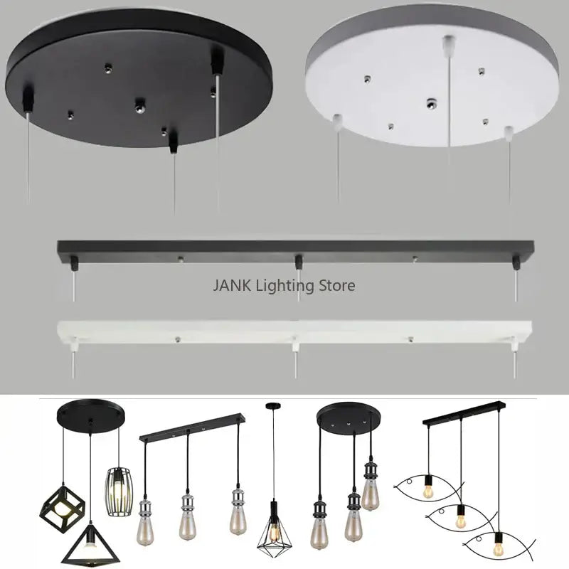 White & black pendant light ceiling mount canopy with hooks dining room
