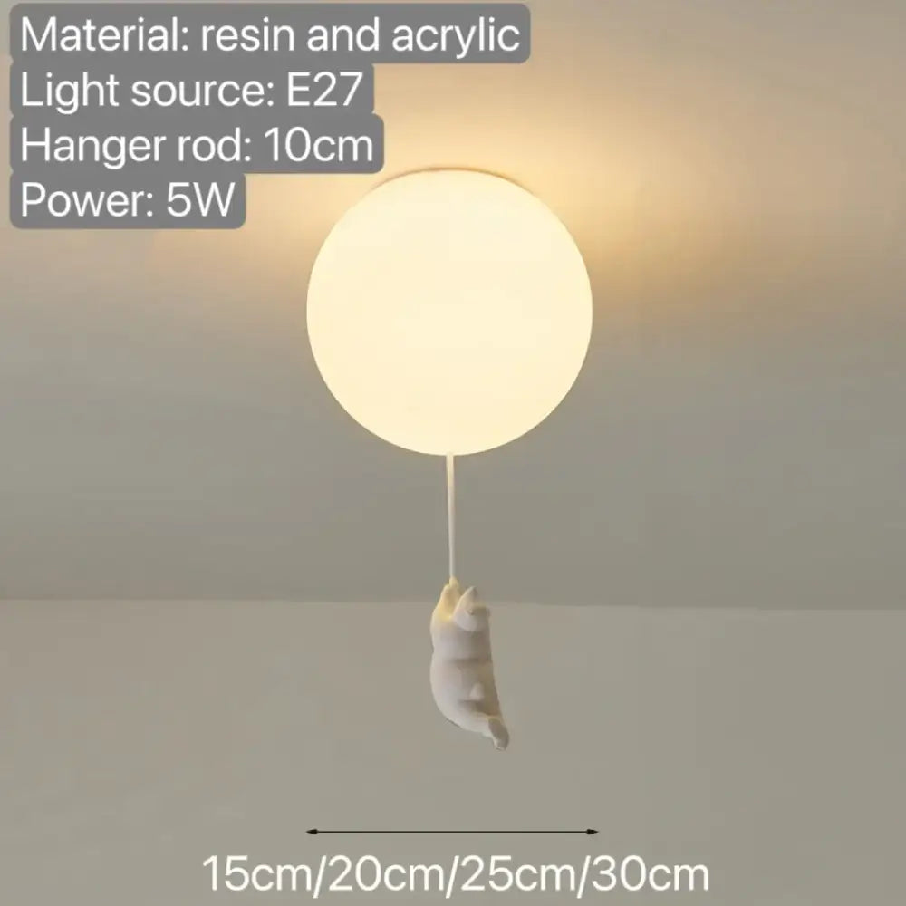 White ceramic balloon bear pendant light bedroom ceiling lamp