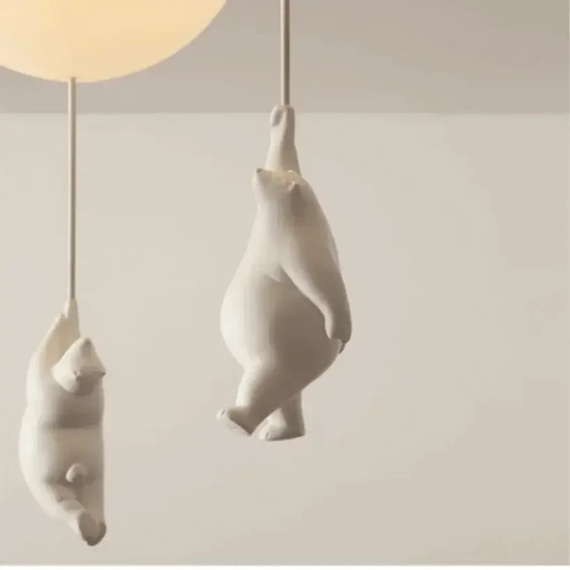 White ceramic balloon bear pendant light bedroom ceiling lamp