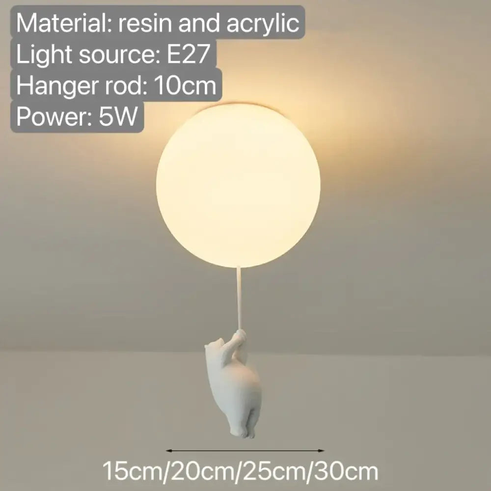 White ceramic balloon bear pendant light bedroom ceiling lamp