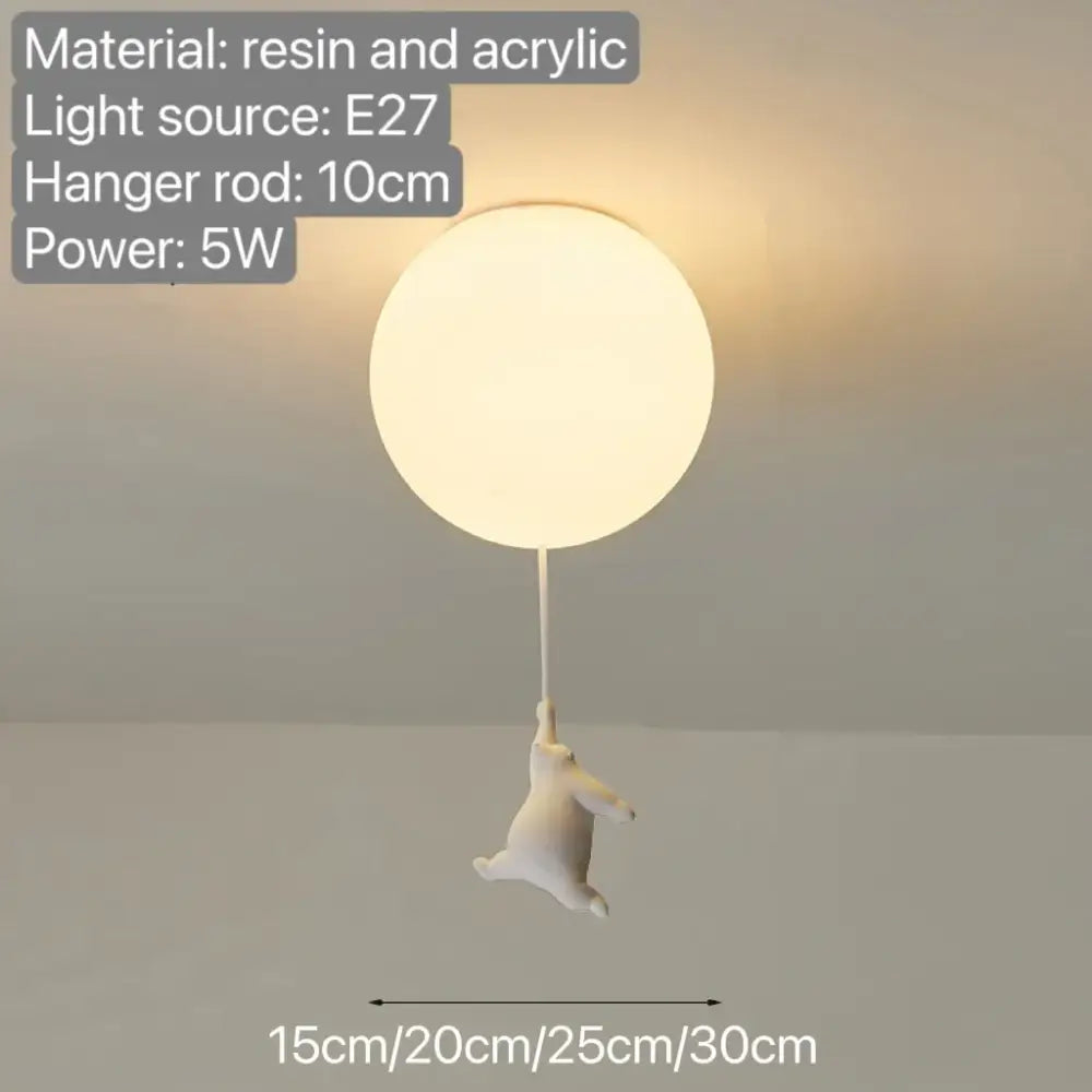White ceramic balloon bear pendant light bedroom ceiling lamp