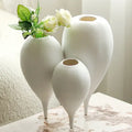 White ceramic balloon geometric vase trio for living room decor