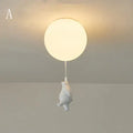 White ceramic cat pendant ceiling light for kids bedroom