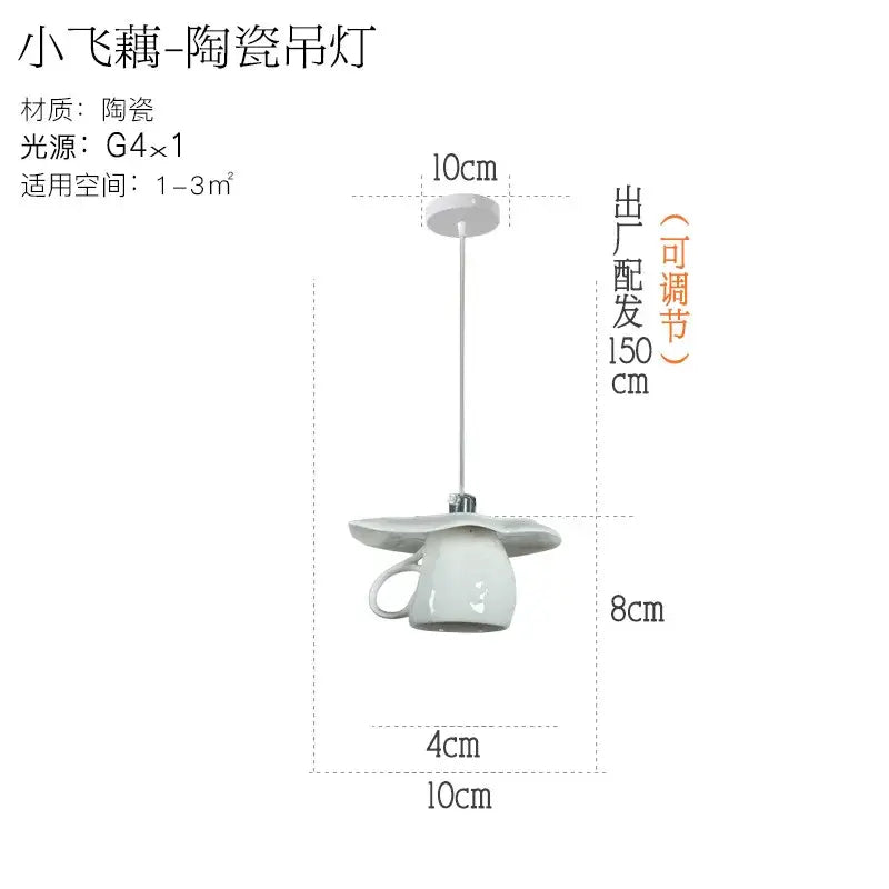 White ceramic teapot and mug pendant lights for kitchen dining room