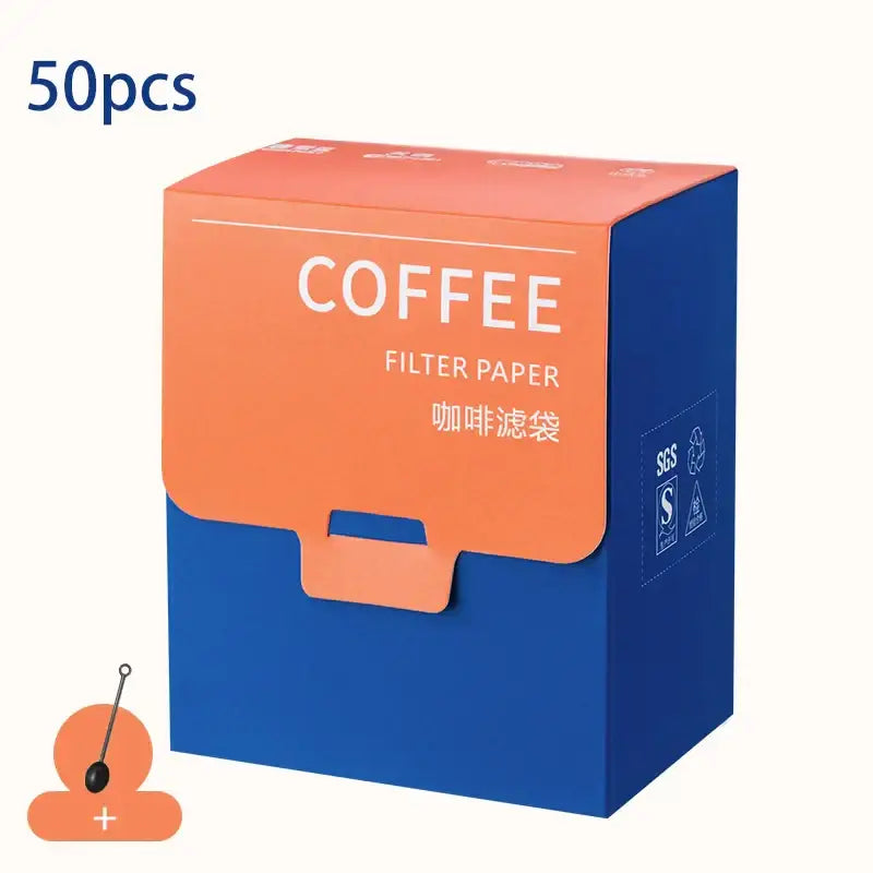 White disposable coffee filter bags kitchen pour over setup