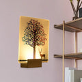 White elk tree led wall sconce with warm glow featuring elk tree design on translucent glass for living room use