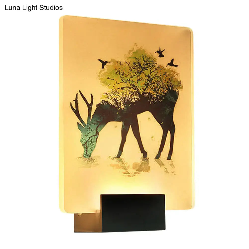 White elk tree led wall sconce living room lamp