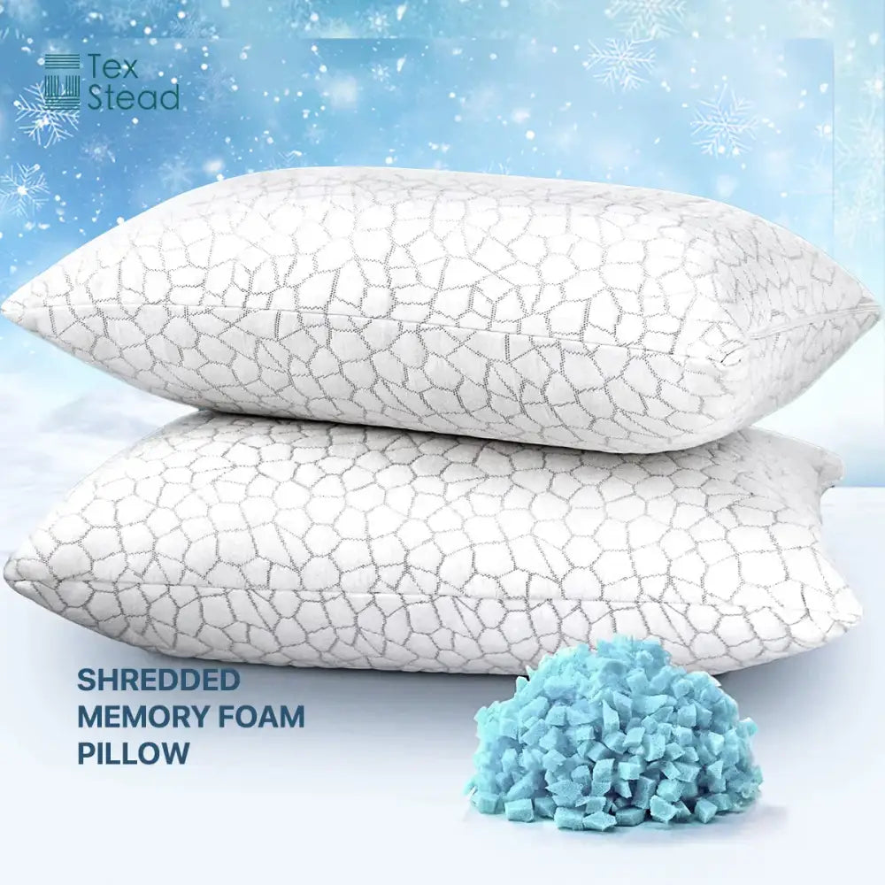 White gray geometric cooling shredded sponge memory foam pillow bedroom