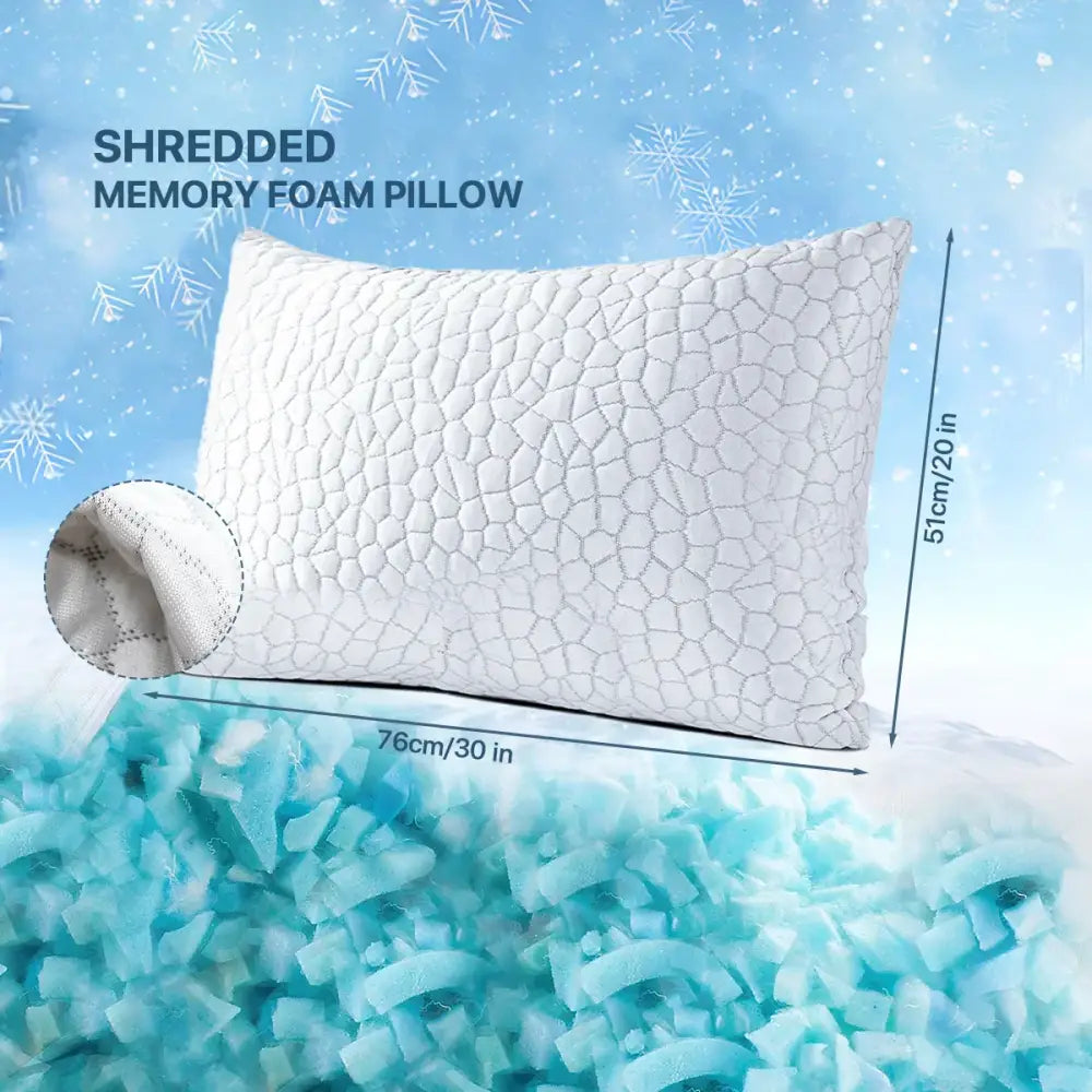 White gray geometric cooling shredded sponge memory foam pillow bedroom
