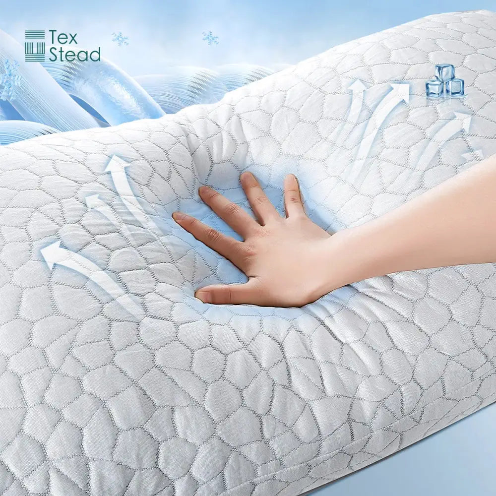White gray geometric cooling shredded sponge memory foam pillow bedroom