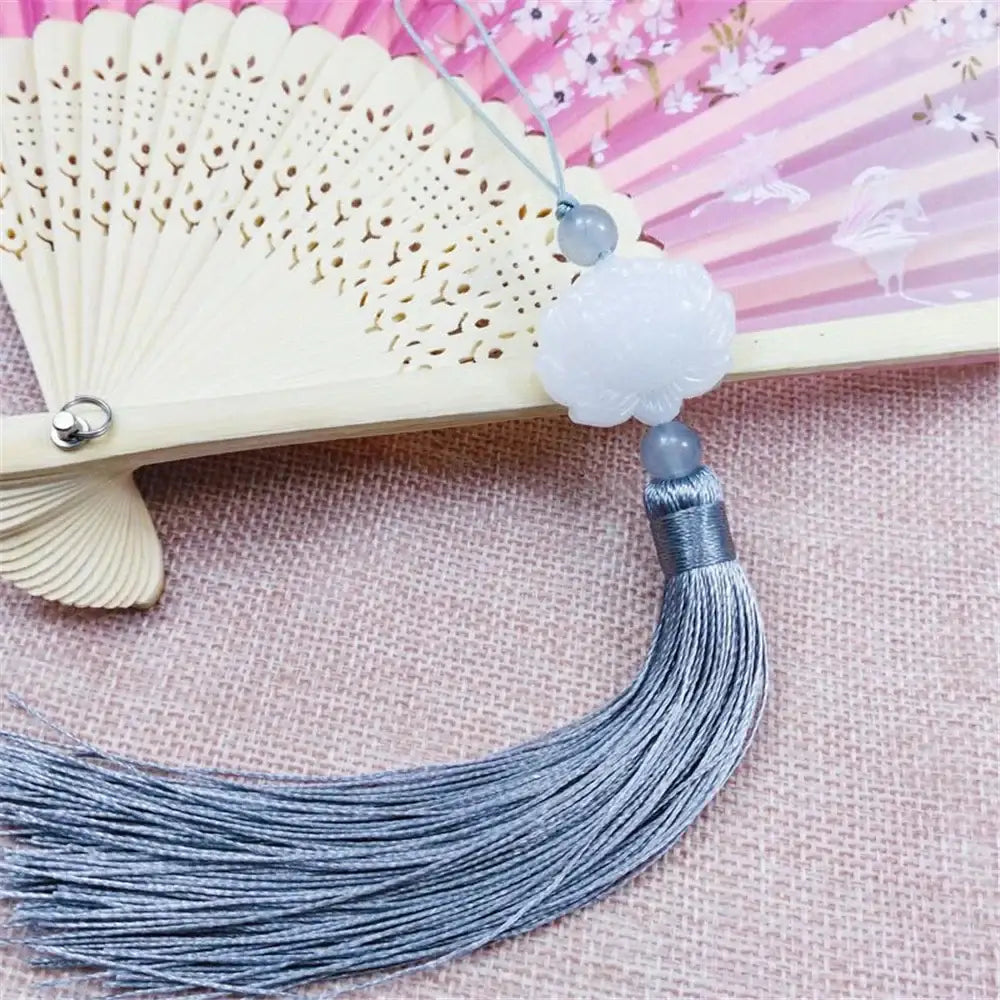 White jade lotus pink tassel decorative pendant living room decor
