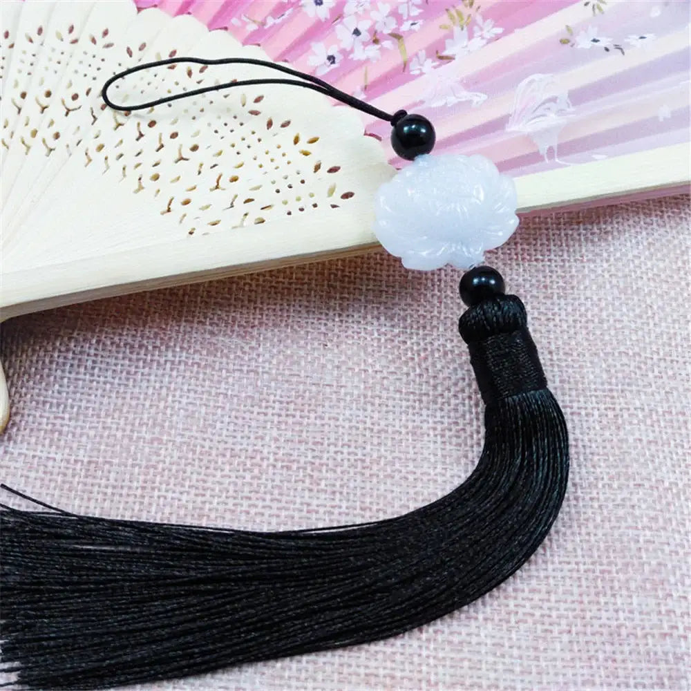 White jade lotus pink tassel decorative pendant living room decor