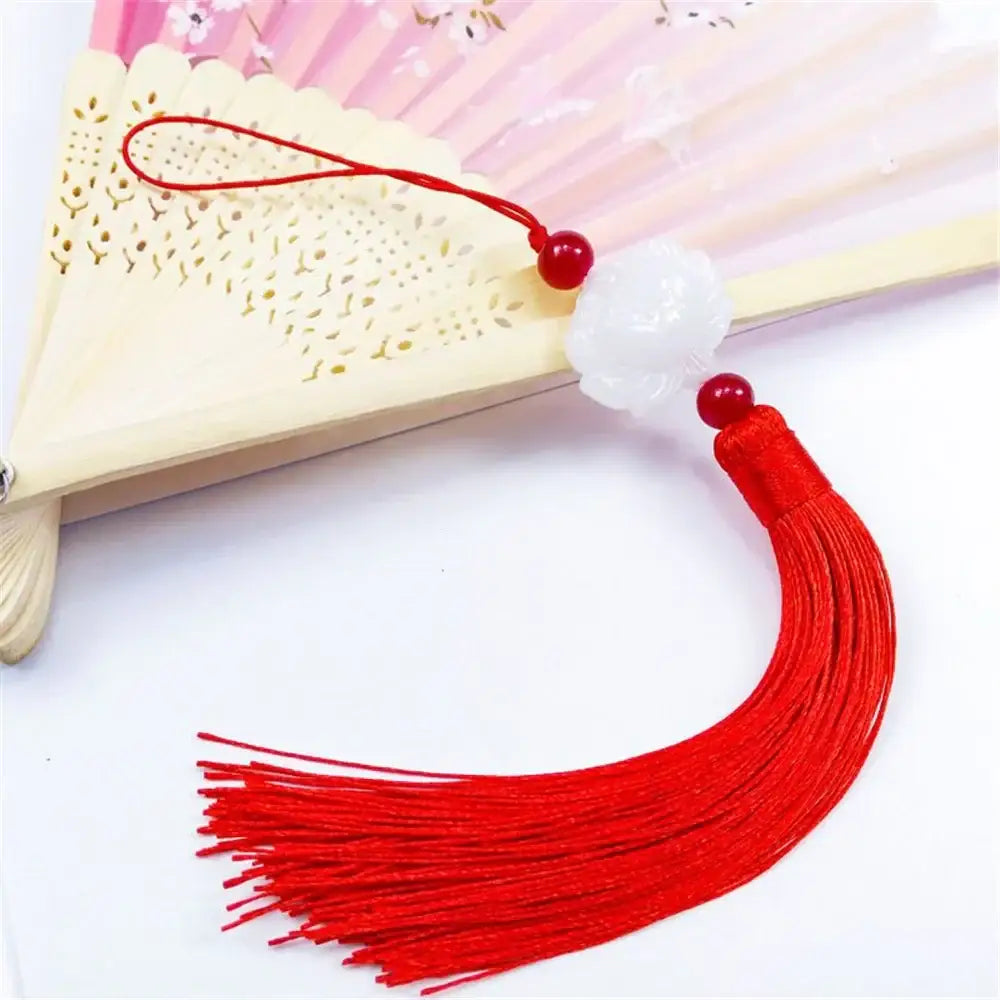 White jade lotus pink tassel decorative pendant living room decor