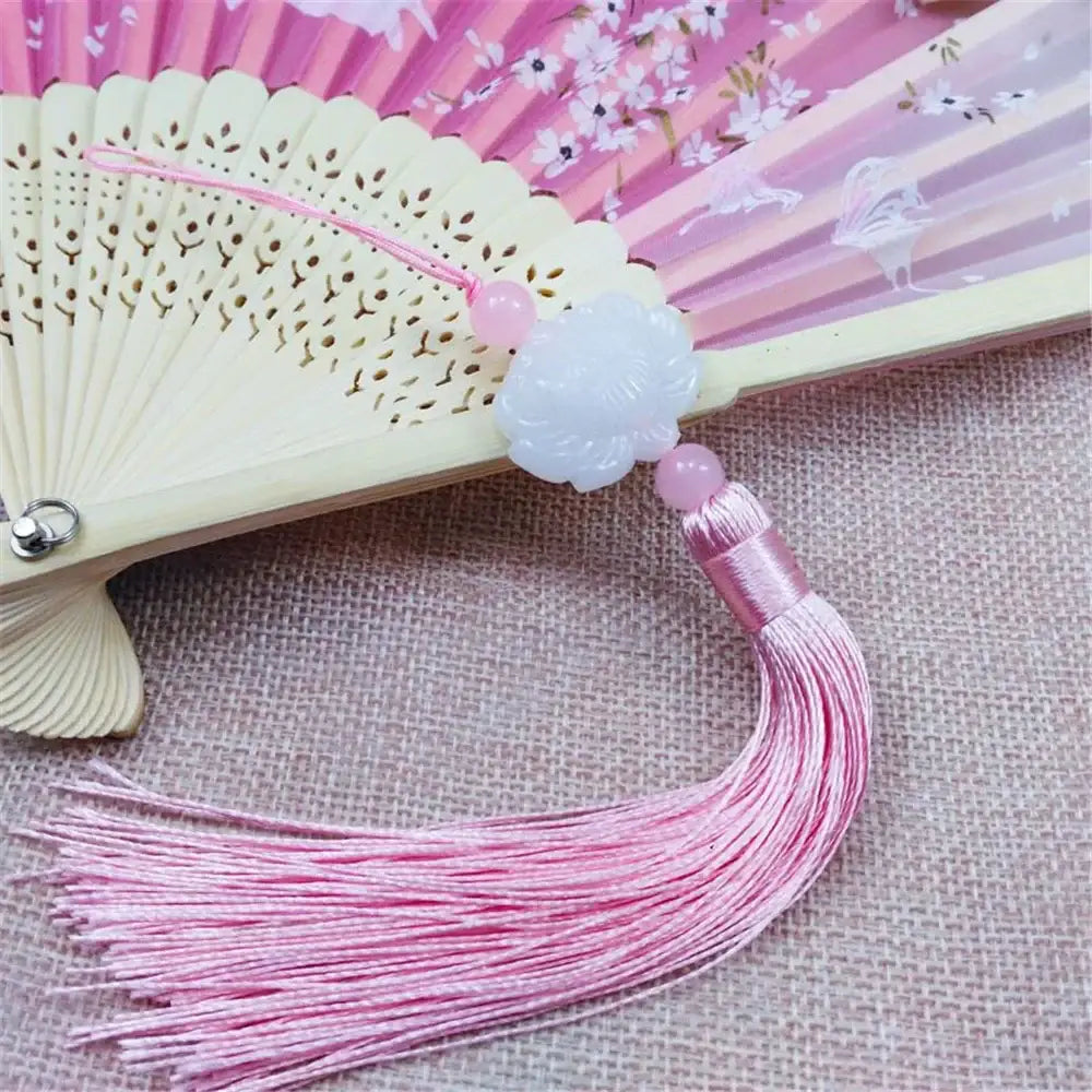 White jade lotus pink tassel decorative pendant living room decor