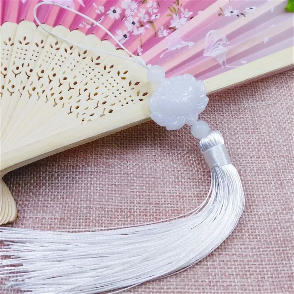 White jade lotus pink tassel decorative pendant living room decor