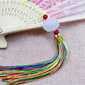 White jade lotus pink tassel decorative pendant living room decor