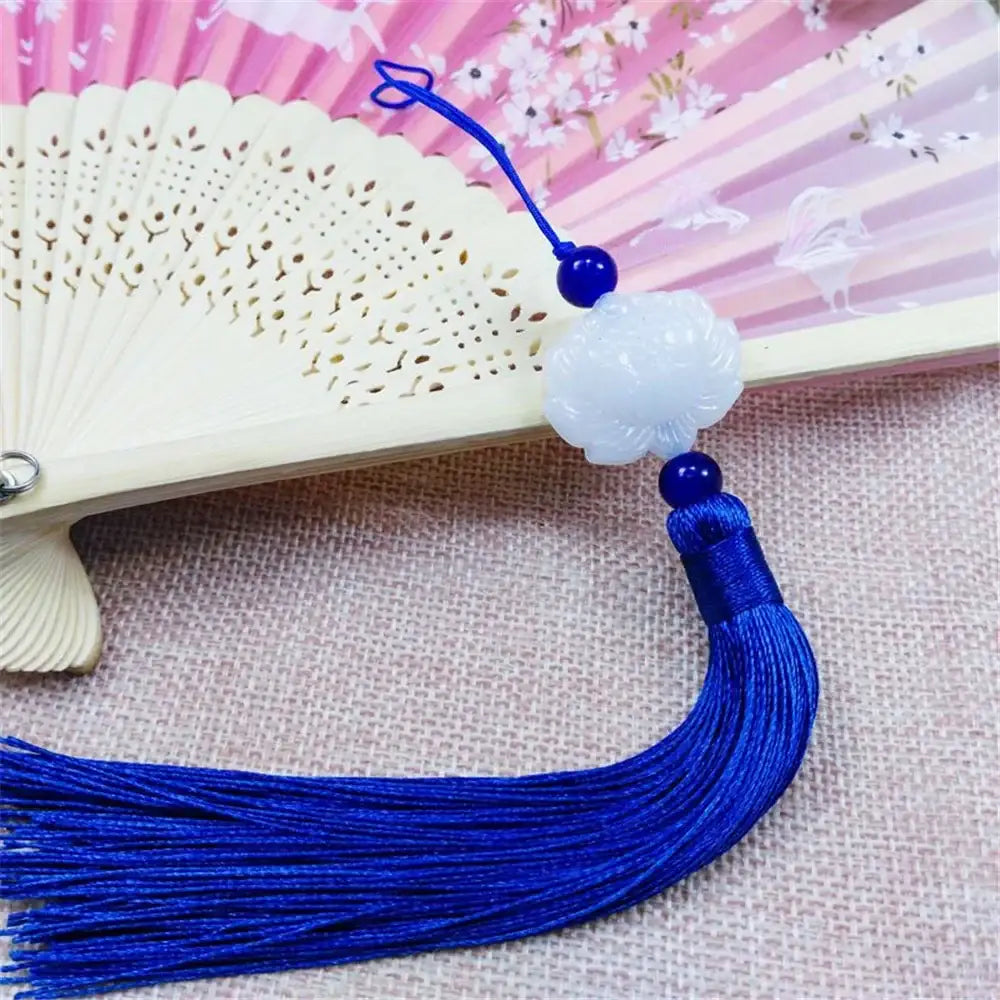 White jade lotus pink tassel decorative pendant living room decor