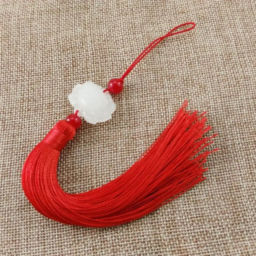 White jade lotus pink tassel decorative pendant living room decor