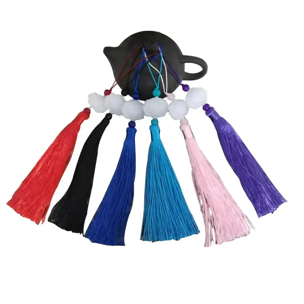 White jade lotus pink tassel decorative pendant living room decor