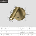 White lacquered swivelling bedroom wall lamp with push button switch