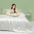White & light blue decorbites cool feel summer quilt bedroom blanket