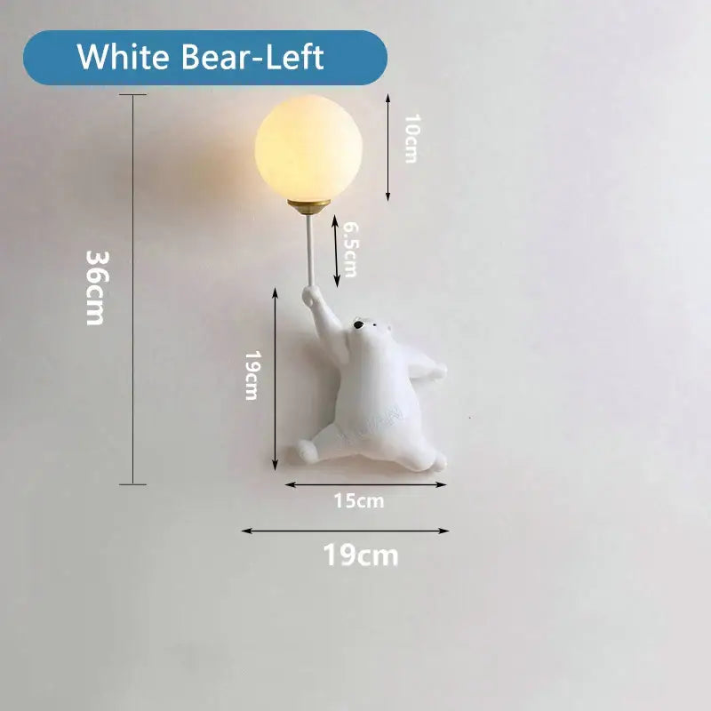 White polar bear night light moon lamp for kids bedroom