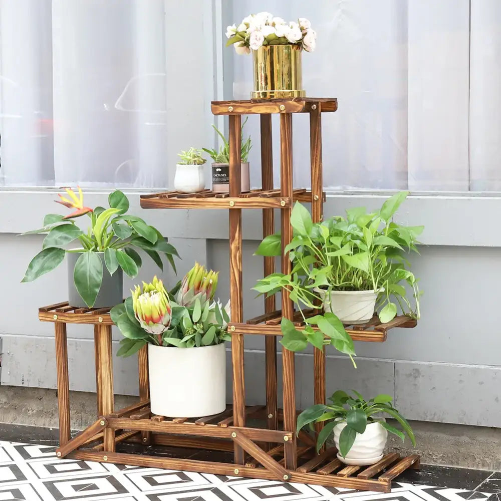 Wood Plant Stand 6-Tier Shelf