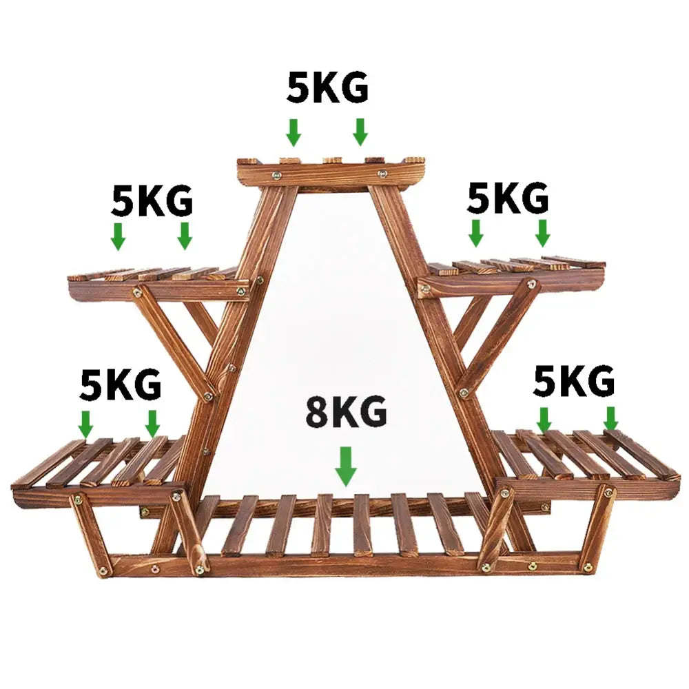 Wooden 6-Tier Plant Stand Indoor Outdoor