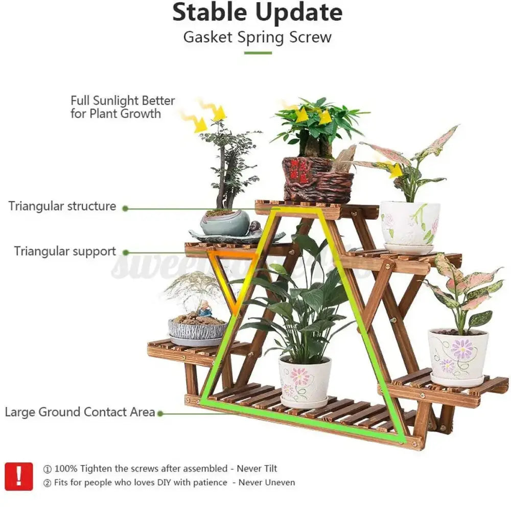 Wooden 6-Tier Plant Stand Indoor Outdoor