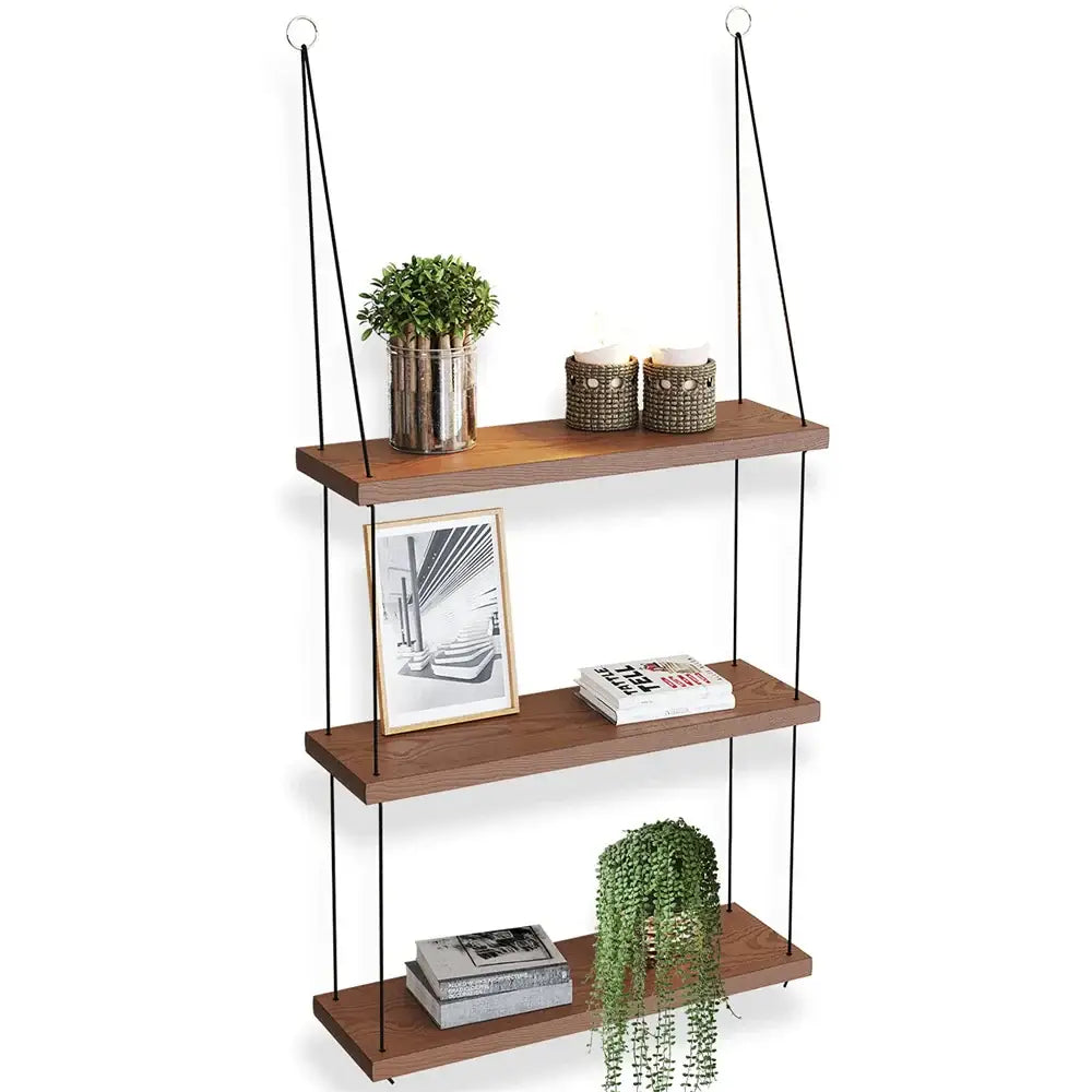 Wooden Floating Shelf 3-Tier Boho Decor