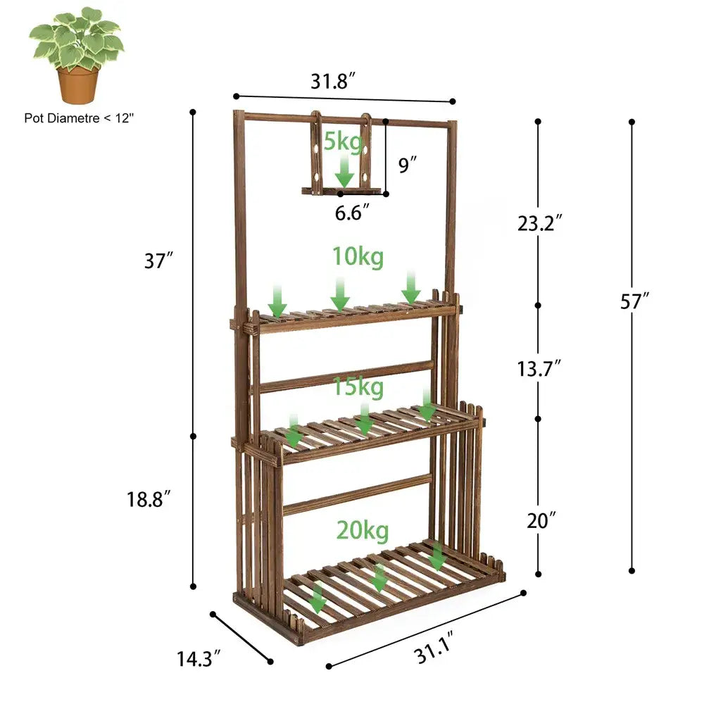 Wooden Hanging Plant Stand 3-Tier