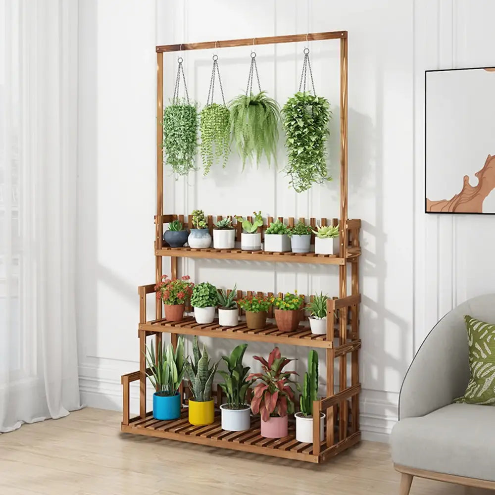 Wooden Hanging Plant Stand 3-Tier
