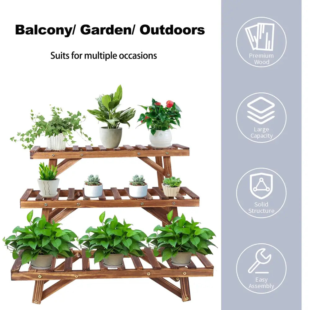 Wooden Plant Stand 3 Tier Shelf