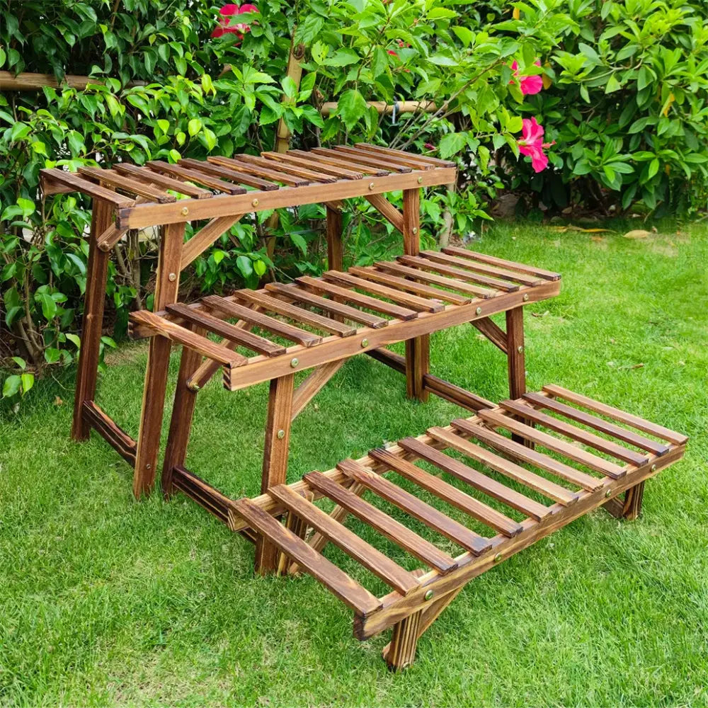 Wooden Plant Stand 3 Tier Shelf