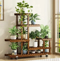 Decorbites™ 6-tier brown wooden plant stand with casters for indoor and outdoor use wood plant display
