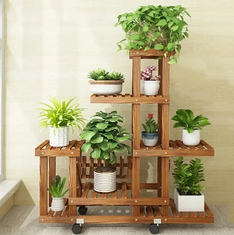 Wooden Plant Stand 6-Tier Indoor Outdoor