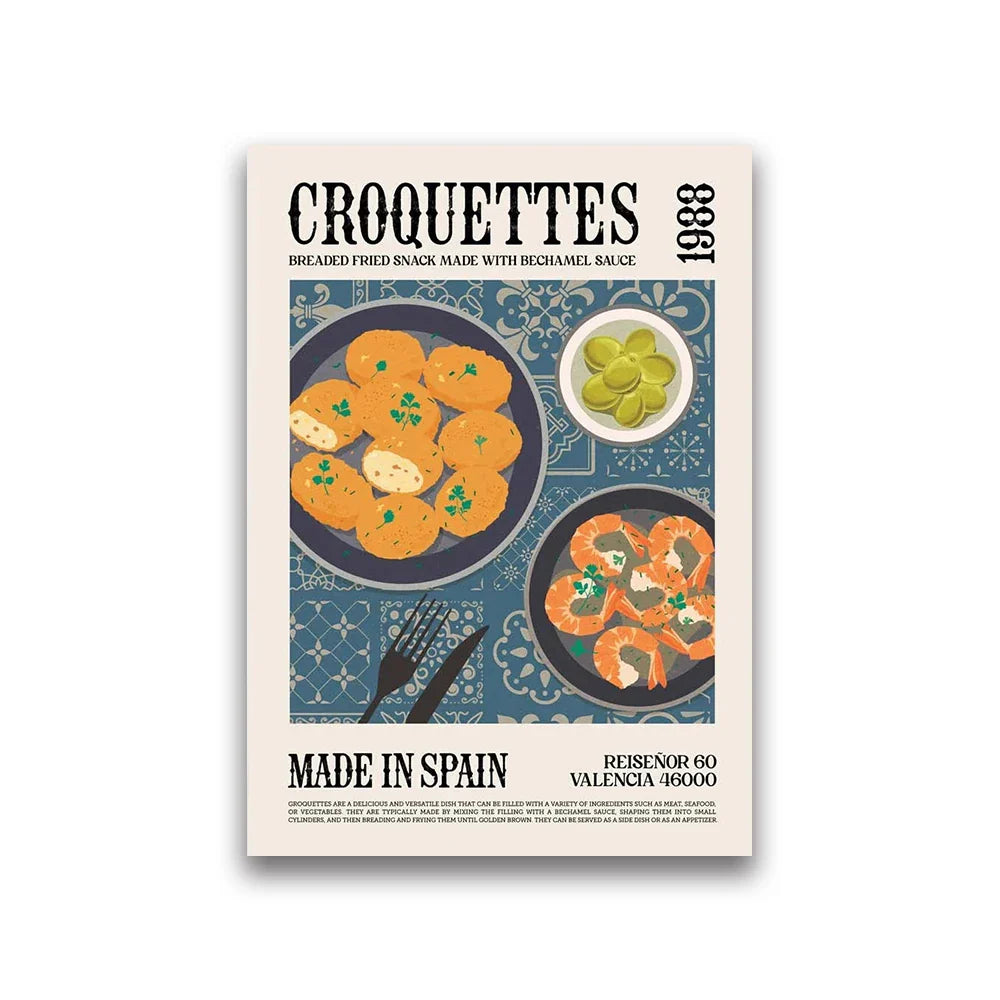 DecorBites™ "World Cuisine Canvas Print for Home Decor"