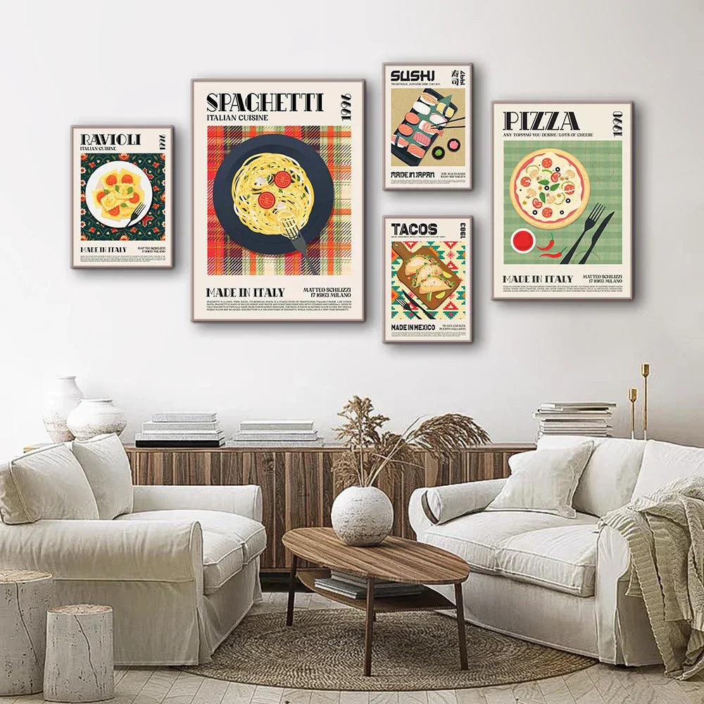 DecorBites™ "World Cuisine Canvas Print for Home Decor"